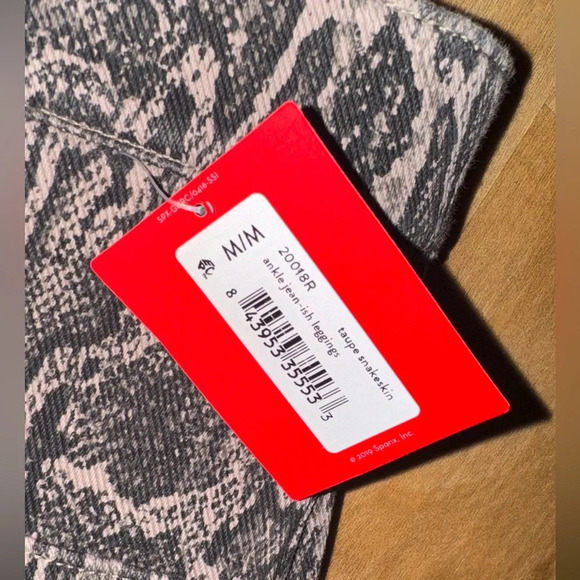 Spanx Jeanish Ankle Leggings Taupe Snakeskin Medium NWT JEGGINGS JEANS DENIM - Picture 4 of 7